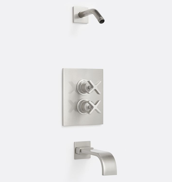 Yaquina Thermostatic Tub Shower Set - Brushed Nickel