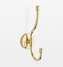 Ladd Double Hook, Unlacquered Brass