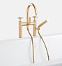 Tolson Floor Mount Tub Filler With Handshower, Aged Brass