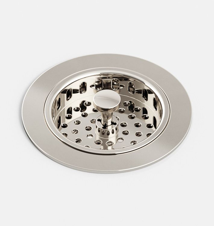 Kitchen Sink Drain with Basket Strainer - Polished Nickel