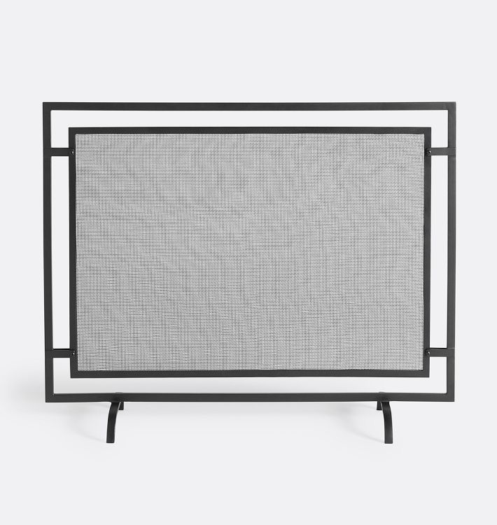 Lowe Industrial Fireplace Screen, Matte Black