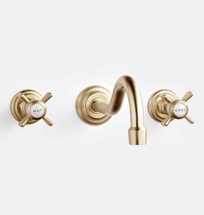 Connor Wall Mount Faucet, Aged Brass