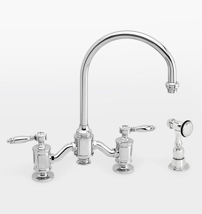 Hampton Bridge Kitchen Faucet With Sidesprayer, Polished Chrome