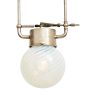 Antique Victorian Nickeled Gas / Electric Pendant with Swirl Opalescent Globe Shade