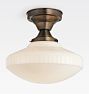 Hollywood 4" Fitter Semi-Flush Mount, Burnished Antique - Cased White Glass Shade