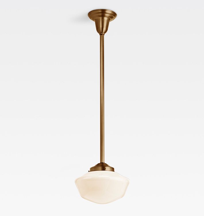 Rose City 4" Fitter Rod Pendant, Heritage Brass - 36" - Schoolhouse Shades 10in 4in Fitter Opal