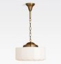 Rose City 8" Fitter Chain Pendant, Heritage Brass - 36" - Shade faceted drum 8in fitter cased white