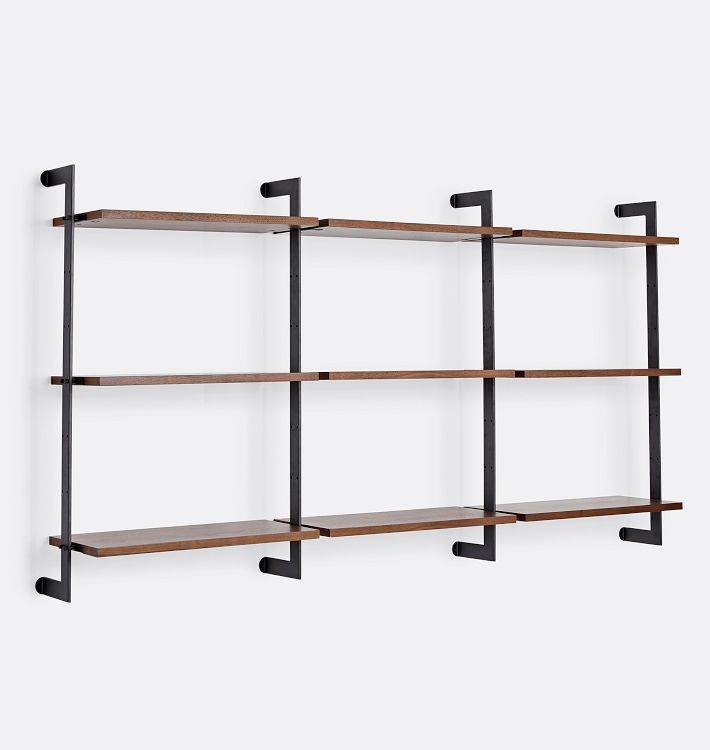 Holgate Walnut Triple Modular 9-Shelf Set with 48" Rails,