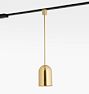 Paige 5" Dome Pendant Track Light, Aged Brass - Black Track - 28" Length