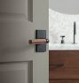 Tumalo Rectangular Interior Door Hardware Tube Latch Set With Walnut Lever