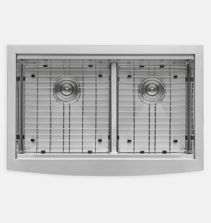 Verona Double Apron Workstation Kitchen Sink - 33" - 60/40 Double Bowl