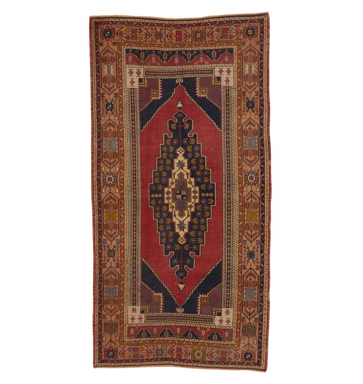 Vintage Hand Knotted Turkish Rug, approx. 4' x 8'