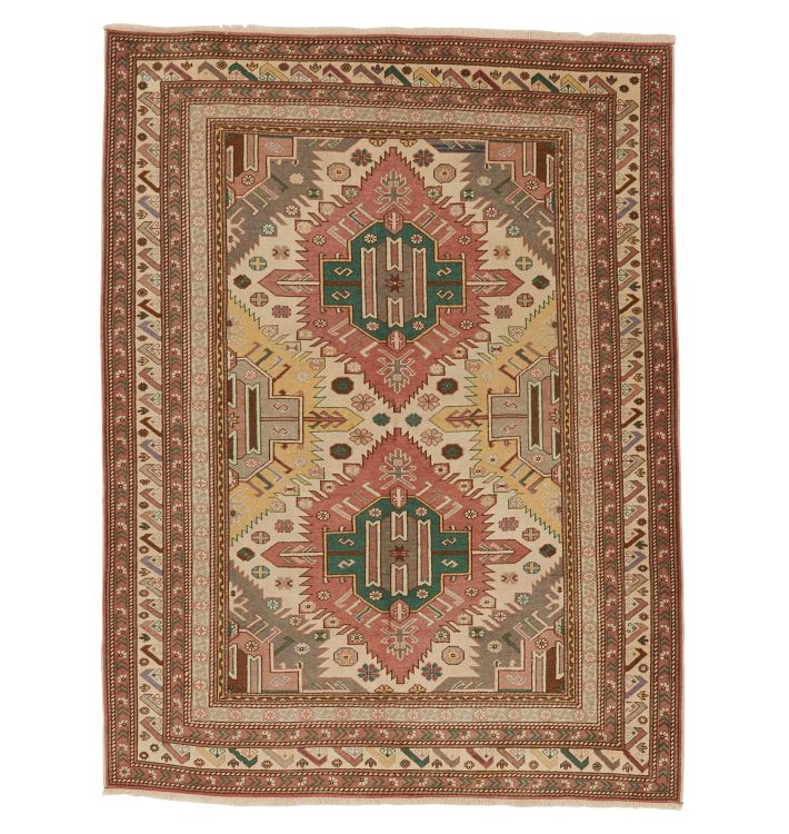 Vintage Turkish Hand-Knotted Area Rug in Warm Palette