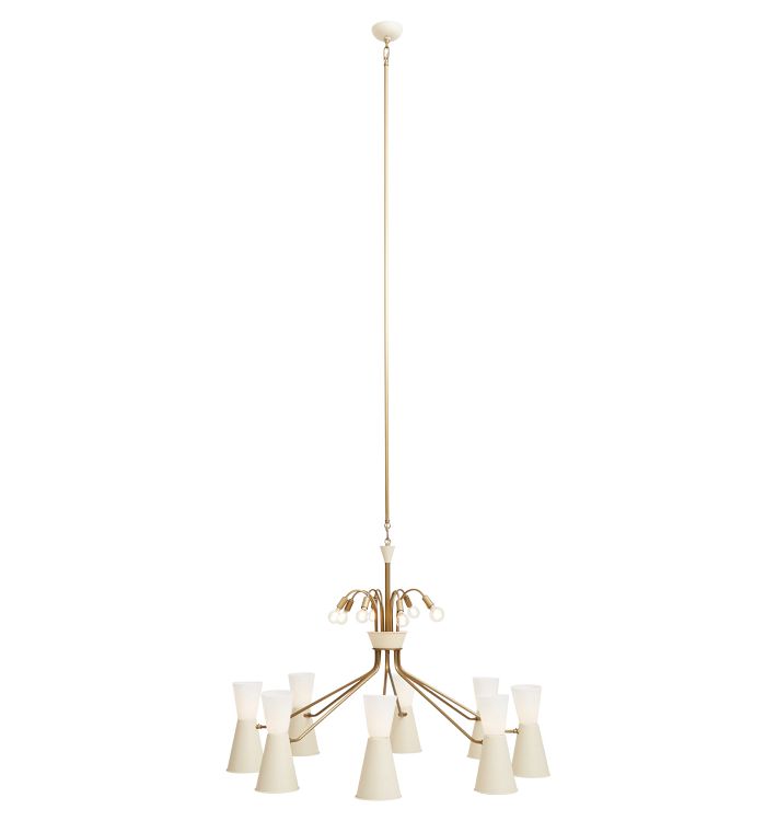 Colossal Vintage 24-Light Mid-Century Chandelier in Cream
