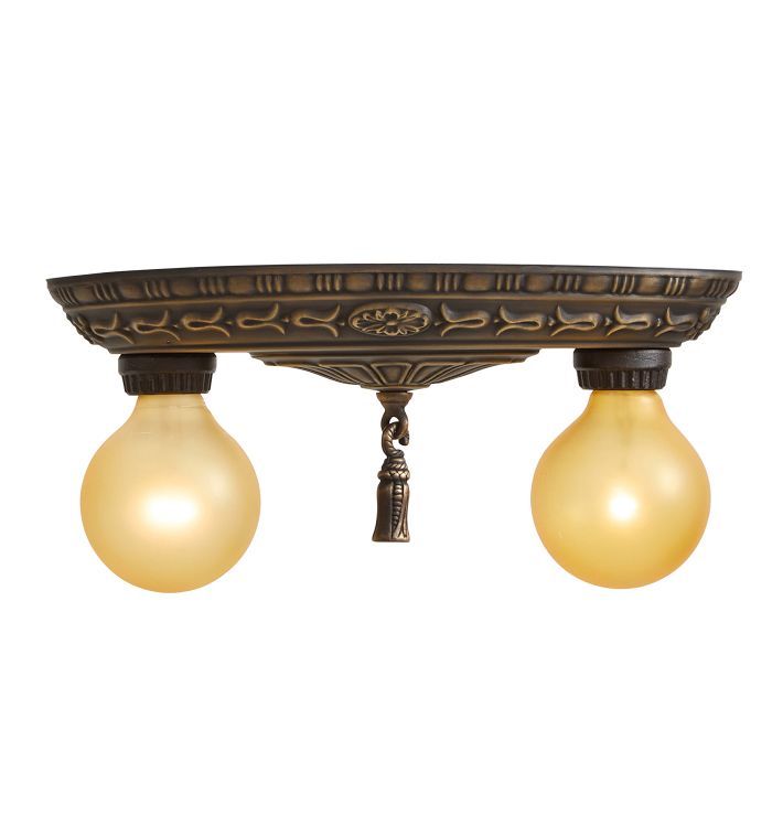 Vintage Flush Mount Classical 2 Light Barebulb