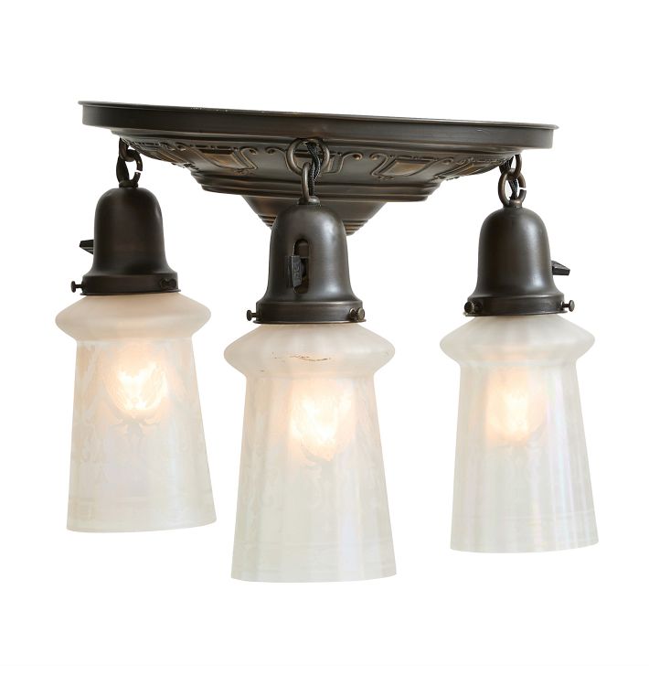 Vintage Flush Mount 3 Light Loop To Loop