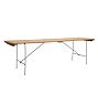 Vintage Table Industrial Wrought Steel Folding Base Wood Top