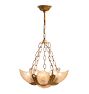 Vintage Chandelier Art Deco 6-Light Rose-Toned Floral Slipper Shades
