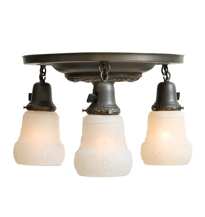 Vintage Flush Mount Classical Revival 3 Light
