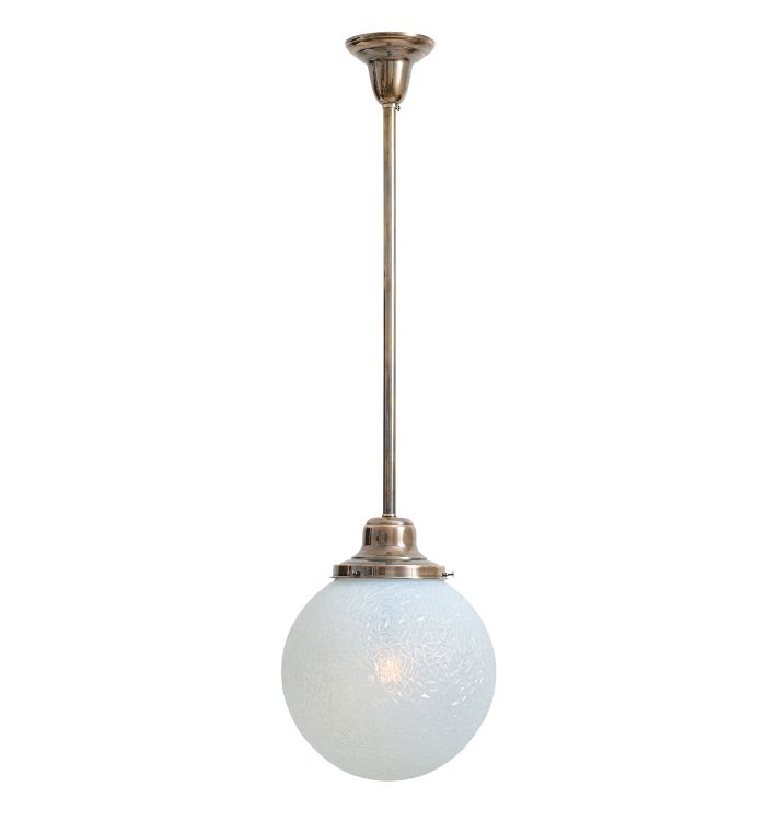Vintage Pendant With A&V Shade Blue Globe Textered Shade