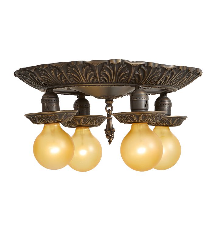 Vintage Flush Mount 4 Light Barebulb Classical Revival