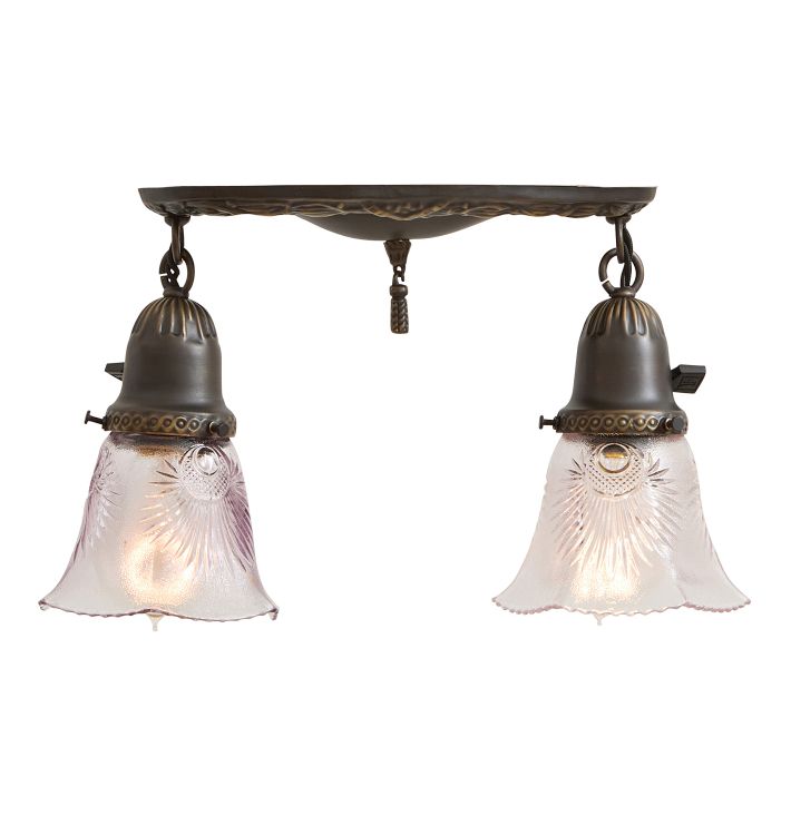 Vintage Flush Mount Classical Revival 2 Light