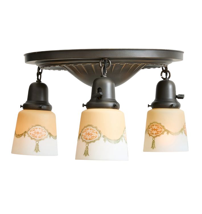 Vintage Flush Mount 3 Light Classical Revival