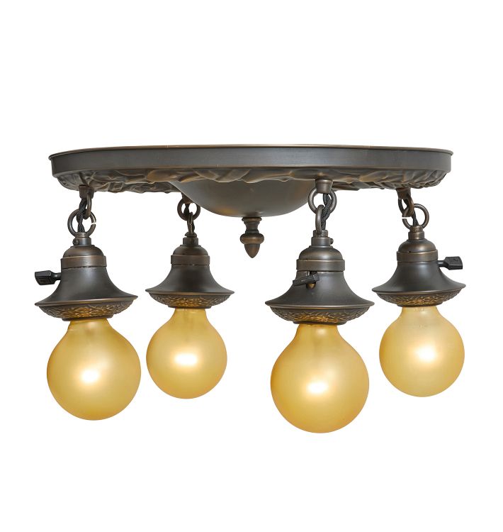 Vintage Flush Mount 4 Light Classical Revival Barebulb