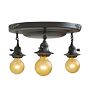 Vintage Flush Mount Classical Revival 3 Light Barebulb