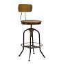 Vintage Stool Industrial Toledo-Style Adjustable Height Wood Seat Ca