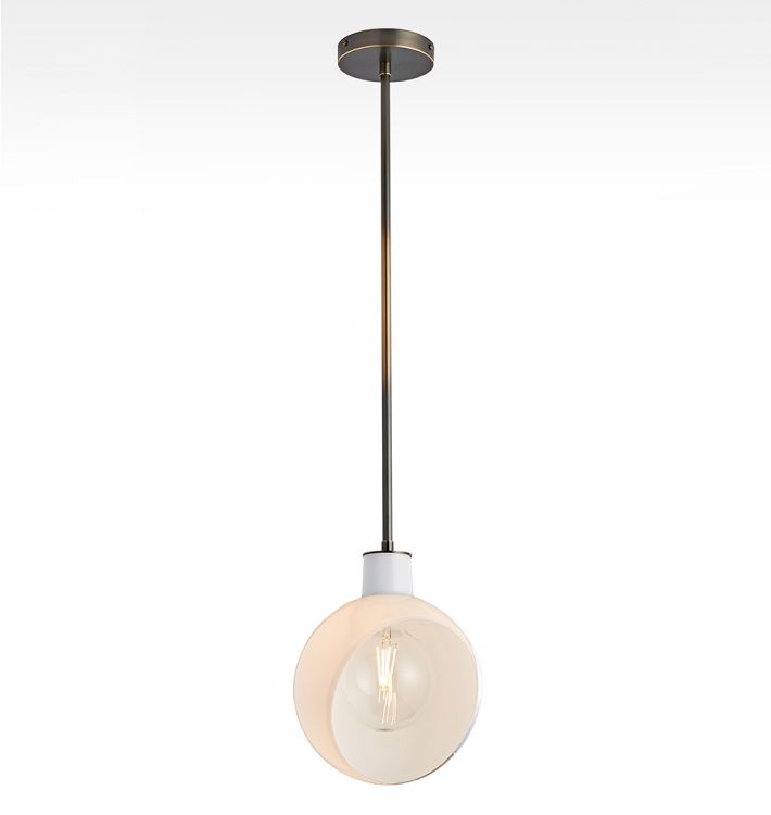 Edendale 9" Pendant, Angled Opal Glass - Burnished Antique - 30" Length