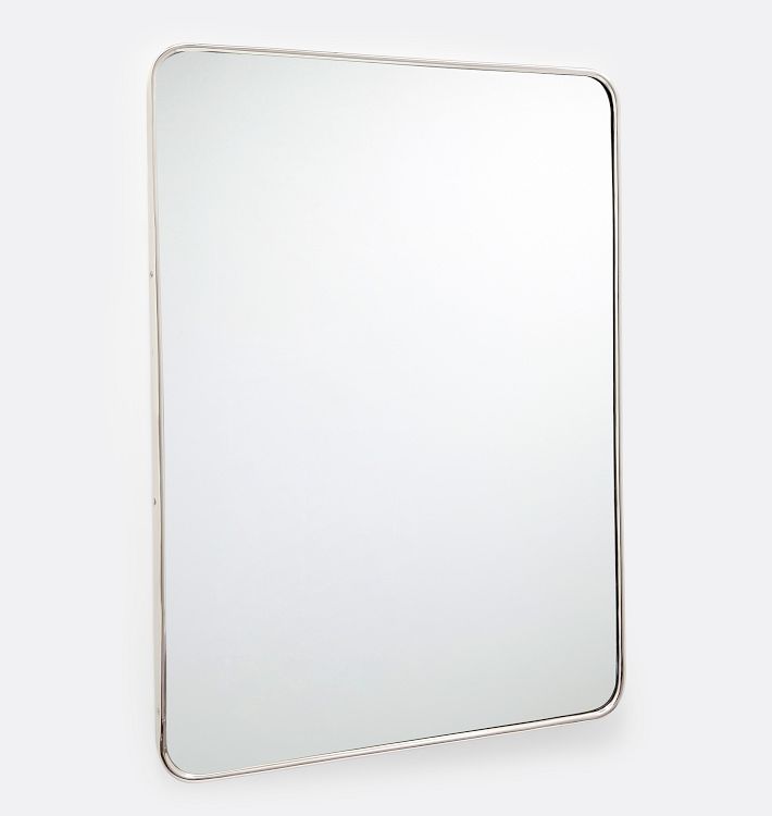 OPEN BOX: Rounded Rectangle Metal Framed Mirror, 30" x 42" - Polished Nickel