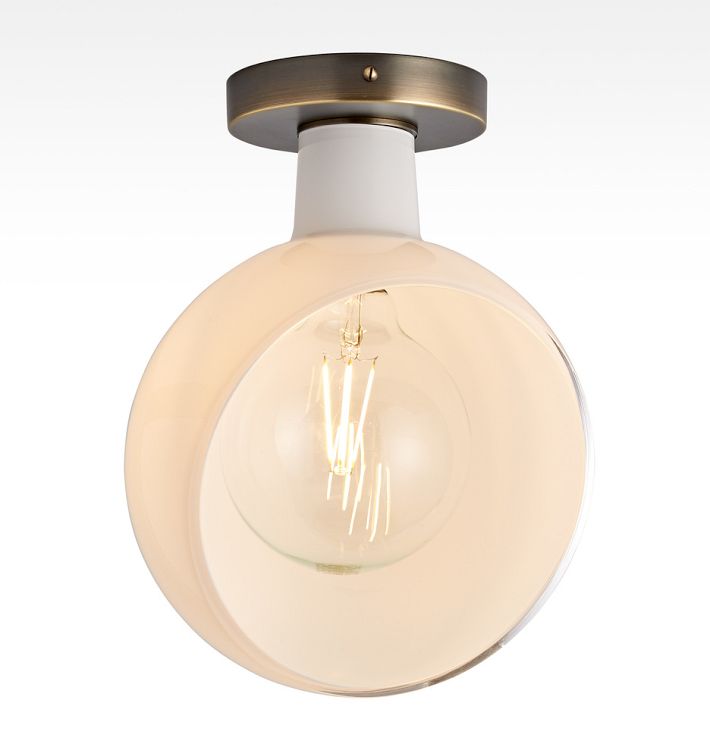 Edendale Semi-Flush Mount, Angled Opal Glass - Burnished Antique