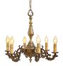 Antique 6-Light Cast Bronze Classical Revival Chandelier with Eagle and Dragon Motifs