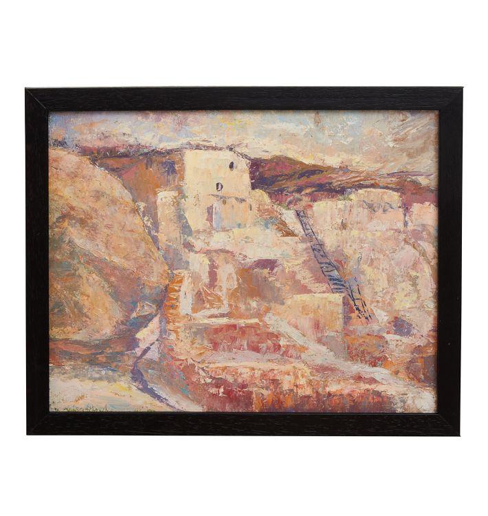 Vintage Desert Pueblo Painting on Board