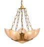 Vintage Art Deco 6-Light Rose-Toned Glass Bowl and Floral Slipper Shade Chandelier