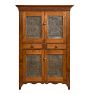 Vintage Traditional Punched Tin Four-Door and Two-Drawer Pie Safe Cabinet
