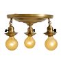 Vintage Traditional 3-Light Bare-Bulb Flush Mount