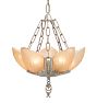 Vintage Art Deco 5-Light Ornate Rose-Toned Floral Slipper Shade Chandelier