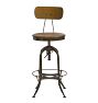 Stool Industrial Toledo Style Adjustable Height Wood Seat Ca 1