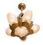Vintage Art Deco 6-Light Rose-Toned Glass Bowl and Floral Slipper Shade Chandelier