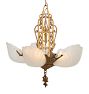Vintage Art Deco 5-Light Slipper Shade Chandelier