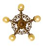 Vintage Classical Revival 5-Light Bare-Bulb Polychrome Chandelier