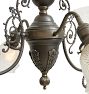 Vintage Victorian 2x2 Converted Gas to Electric Chandelier with Wreath Keys