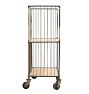 Vintage Industrial Two-Tier Steel Frame Rolling Rack with Plywood Shelving