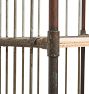 Vintage Industrial Steel Frame Rolling Rack with Plywood Shelving
