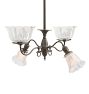 Vintage Victorian 4-Arm Hexagonal Body Chandelier with Pressed Glass Shades