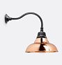 Carson Gooseneck Sconce, 16" Polished Copper Deep Dome Shade - 18" Projection - No Bulb Guard