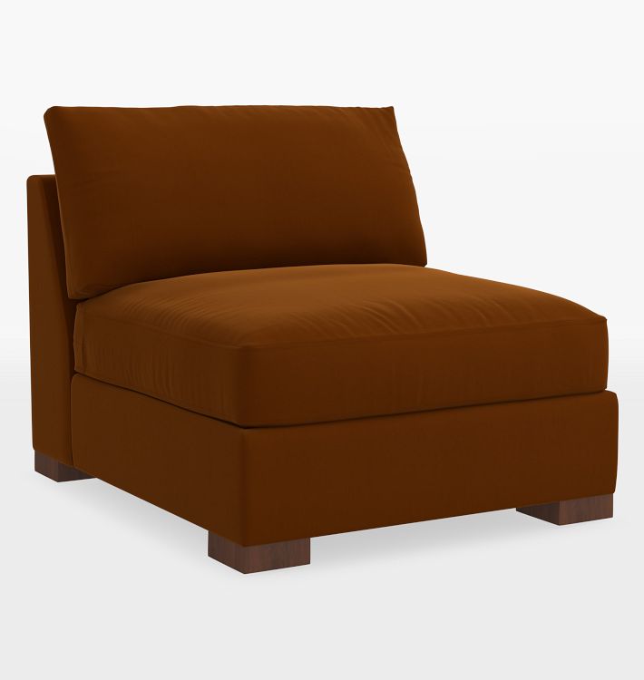 Sublimity Classic Sectional Armless Chair, Cannes Velvet Cognac