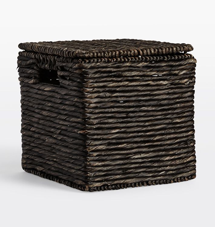 Open Box: Stafford Woven Square Basket 13" x 13" x 10.5" - Black Washed